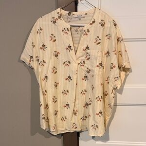 Madewell Cream Short-Sleeve Button-Down with Small Floral Print